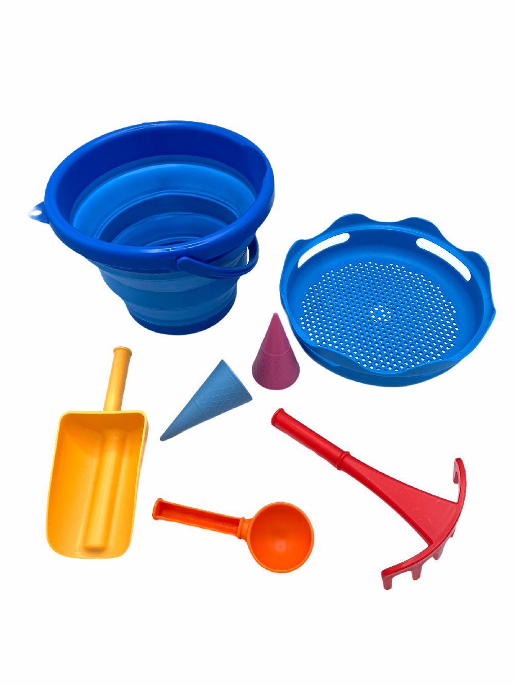 babymarkt 7-in-1 Sand Toys Falteimer-Set blau