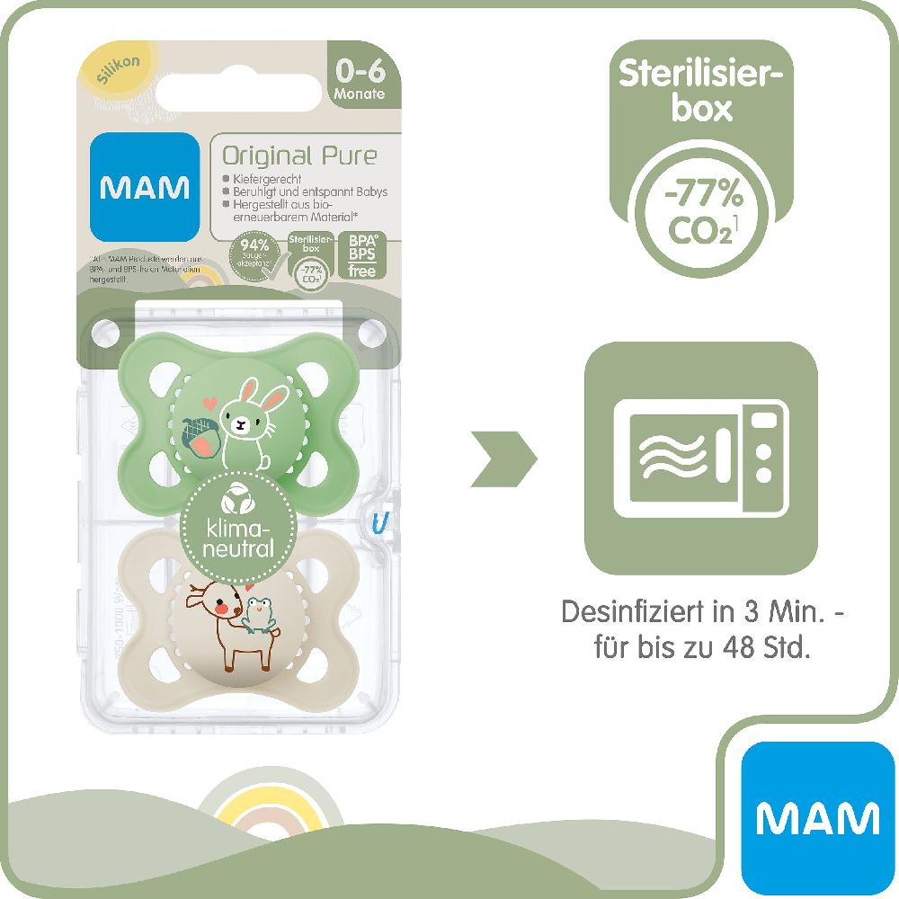babymarkt Schnuller Original Silikon 2 Stk. Hase/Reh 0-6 Monate Fabrik Onlineshop