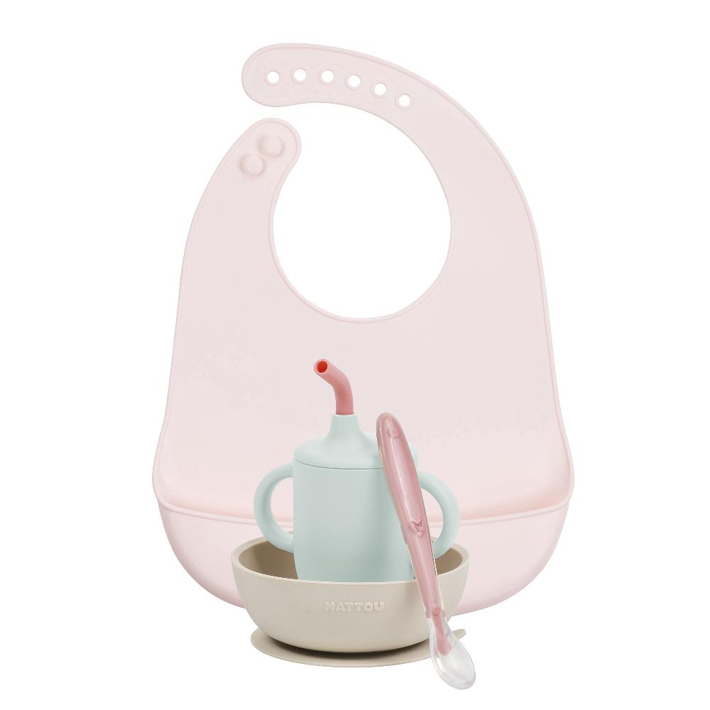 babymarkt Esslernset 4-teilig mit Lätzchen Silikon in rosa