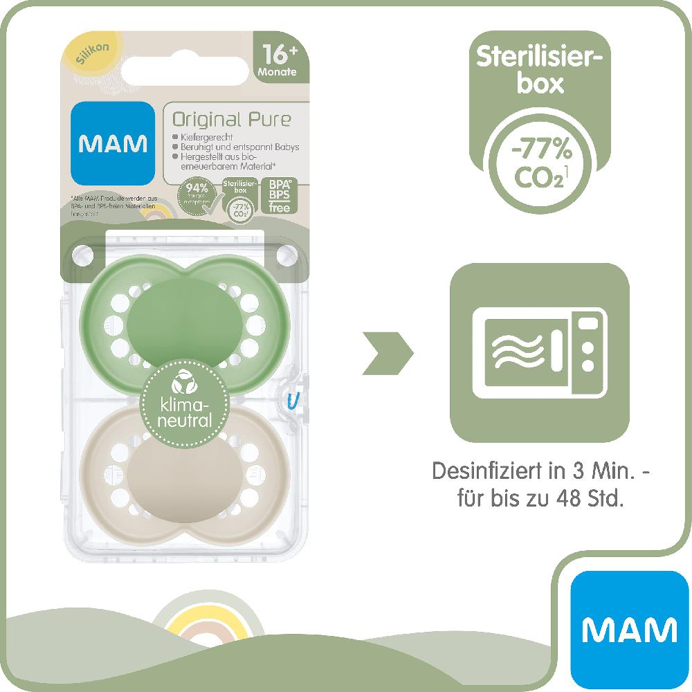 babymarkt Schnuller Original Matt Silikon 16+ Monate 2 Stk. in grün/beige Kauf eins, bekomm eins gratis