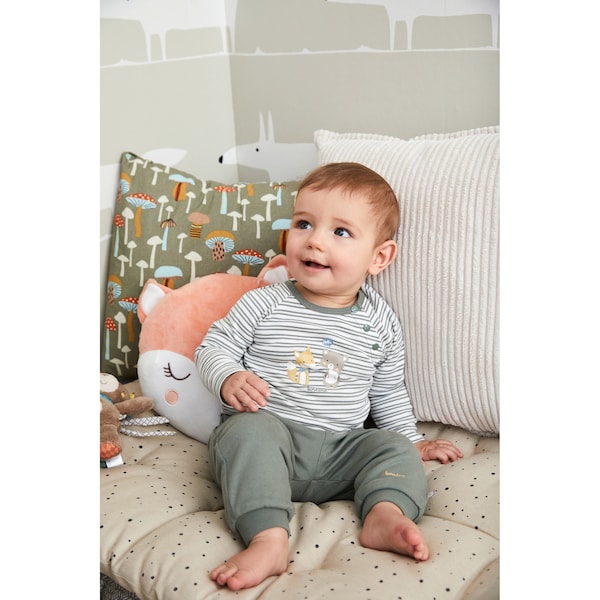 babywalz Bornino - Cute FoxRaglanshirt langarm Ringel Fox Friends grün/offwhite Heißer Verkauf