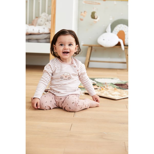babywalz Bornino - Farm LifeRaglanshirt langarm Ringel Auto rosa/offwhite Zeitlich begrenztes Angebot