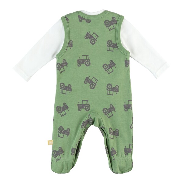 babywalz Bornino - Farm LifeStrampler-Set 2-tlg. mit Shirt Traktor grün/offwhite Begrenzte Freigabe