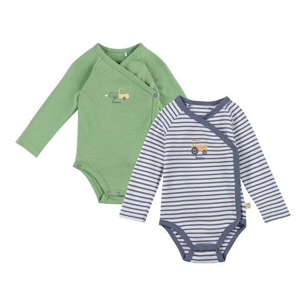 babywalz Bornino - Farm Life2er-Pack Wickelbodys langarm Traktor blau/grün/offwhite