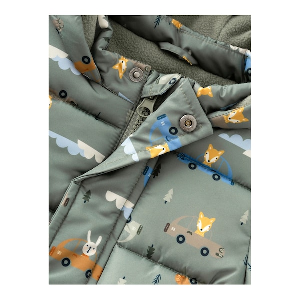 babywalz NAME ITSteppjacke mit Kapuze Tiere Autos grün/bunt Vierteljährliche Förderung