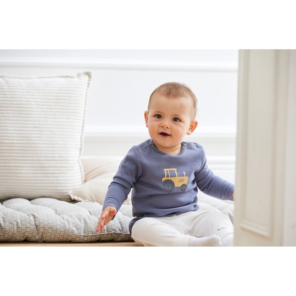 babywalz Bornino - Farm LifeShirt langarm Traktor blau Bis zu 55% Rabatt