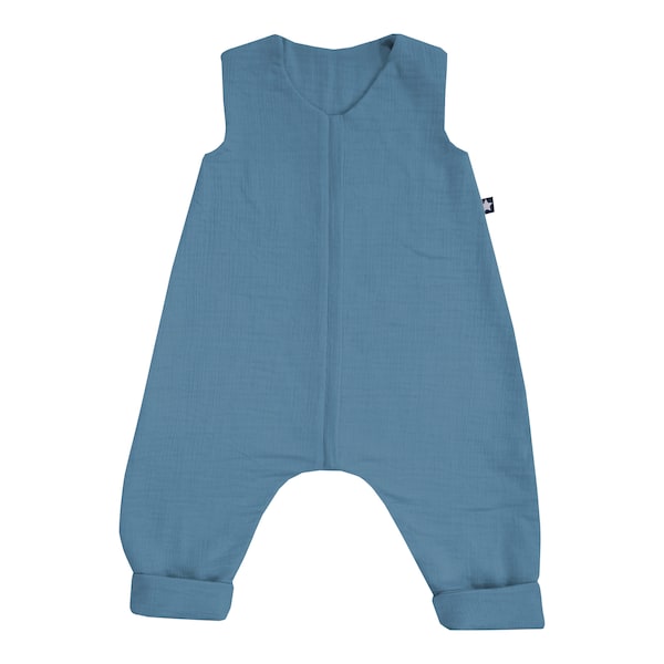 babywalz Julius ZöllnerSommer-Sleepoverall Jumper Musselin mit Beinen 0.5 TOG blau
