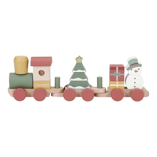 babywalz Little DutchHolzeisenbahn mit Steck-Formen Weihnachten