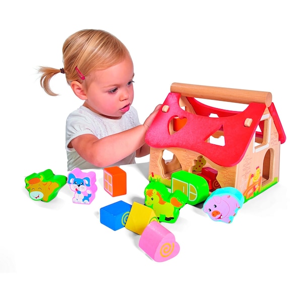 babywalz Eichhorn12-tlg. Holzsortierspiel Haus Letzter Tag
