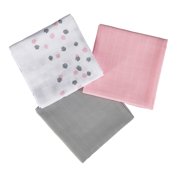 babywalz Bornino - BASICS3er-Pack Mullwindeln 80x80 cm rosa/grau/weiß Discount Store für neue Produkte