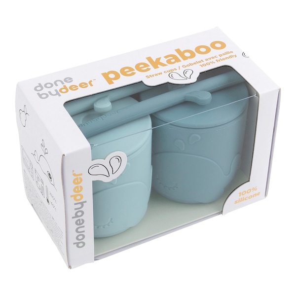 babywalz Done by Deer2er-Pack Peekaboo Strohhalmbecher Wally 120ml blau Muttertagsangebot