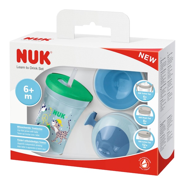 babywalz NUK5-tlg. Trinklernset Action Cup 230ml grün / blau Begrenzte Freigabe