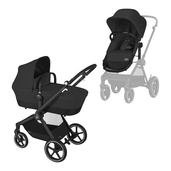 babywalz Cybex - GOLDKombikinderwagen Eos Lux Trio-Set inkl. Babyschale Aton B2 i-Size moon black / volcano black Kostenloser Versand international