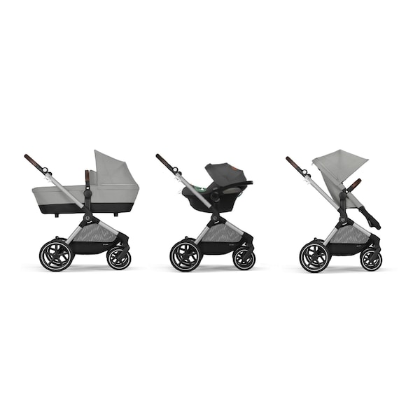 babywalz Cybex - GOLDKombikinderwagen Eos Lux Trio-Set inkl. Babyschale Aton B2 i-Size stone grey