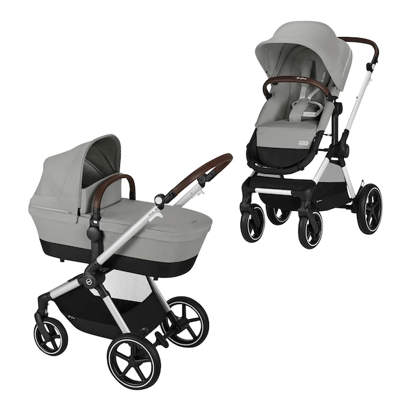 babywalz Cybex - GOLDKombikinderwagen Eos Lux Trio-Set inkl. Babyschale Aton B2 i-Size stone grey Begrenzt auf 3 Tage