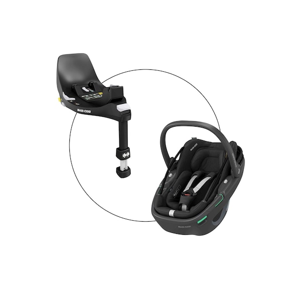 babywalz Maxi-CosiBabyschale Coral 360 i-Size Bundle inkl. Isofix-Basis FamilyFix 360 essential black