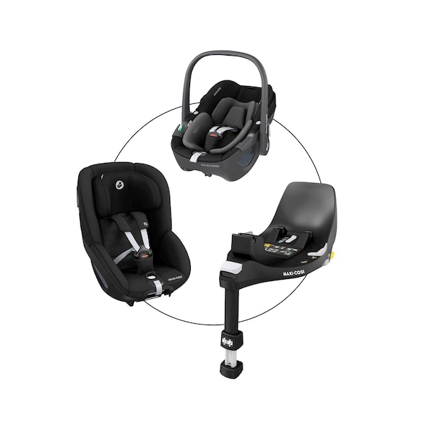babywalz Maxi-CosiBabyschale Pebble 360 inkl. Kindersitz Pearl 360 und Isofix-Basis FamilyFix 360 essential black
