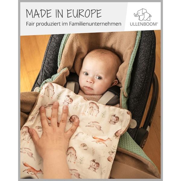 babywalz UllenboomEinschlagdecke Waffelpiqué wattiert beige / grün / Waldfreunde Im Verkauf