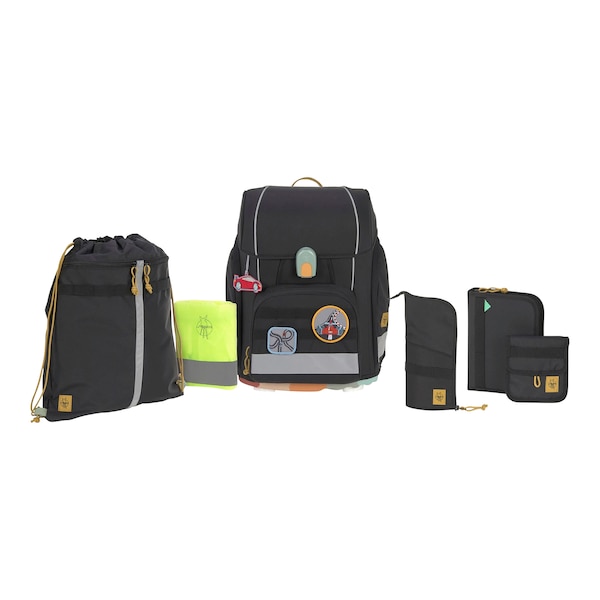 babywalz LässigSchulranzen-Set Boxy Unique 7-tlg. black Räumungsverkauf