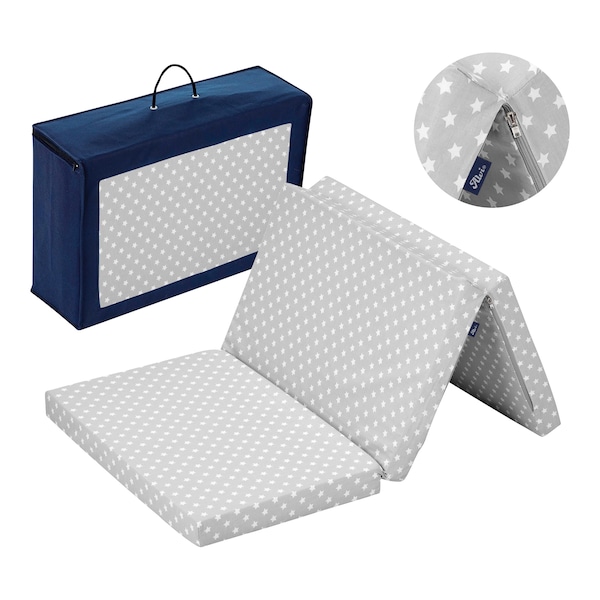 babywalz AlviMatratze für Reisebett 60x120 cm grau / kleiner Stern Nur noch ein Tag übrig