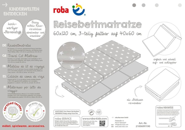 babywalz robaReisebettmatratze 60x120 Little Stars 2025