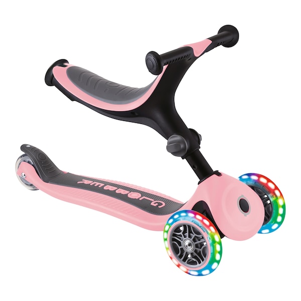 babywalz Globber3in1 Scooter Go-Up mit Leuchtrollen pastellrosa Versandkostenfrei