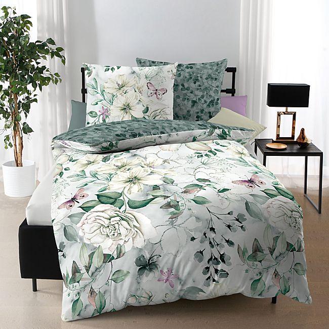 babybutt Kaeppel Mako-Satin Wendebettwäsche "Green Garden" Fabrikladen