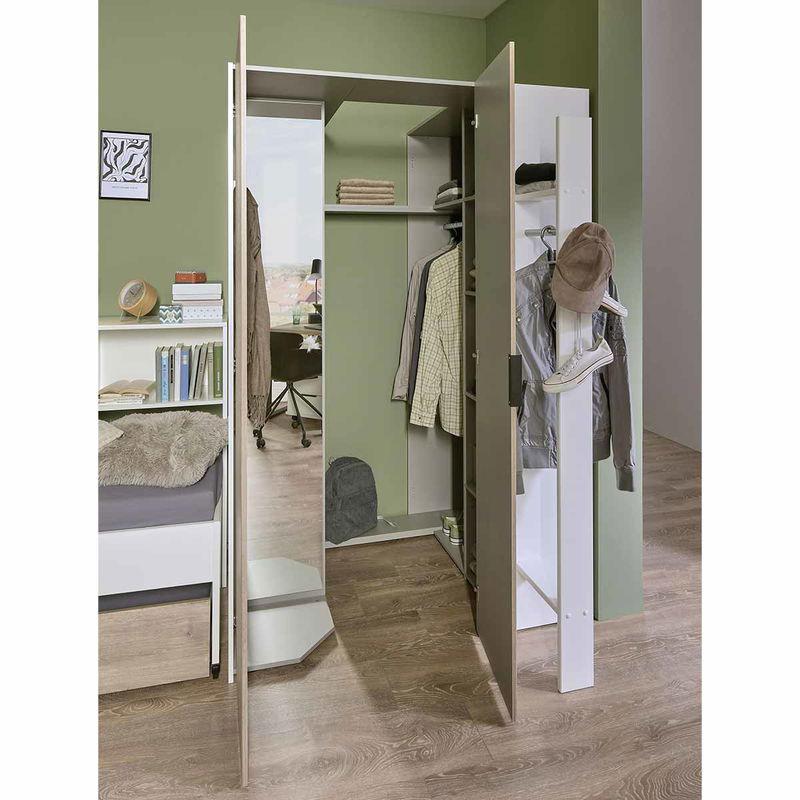 babyonlineshop Wimex Norderney Eckschrank begehbar 120 cm Weiß/Viking-oak Dekor Zeitbegrenzte Promotion