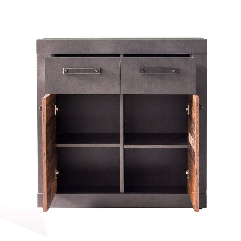 babyonlineshop trendteam Indy Kommode 2 Schubkästen 2 Türen Old Wood / Graphit Grau Nur noch ein Tag übrig