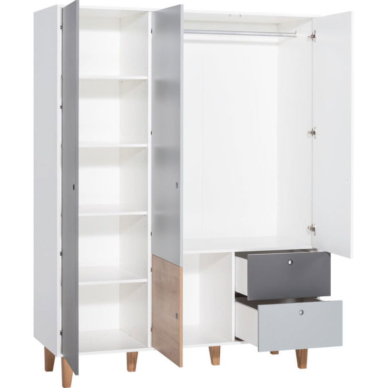 babyonlineshop VOX Concept Baby Kleiderschrank 3-türig oak white/grey/graphite Fabrikladen