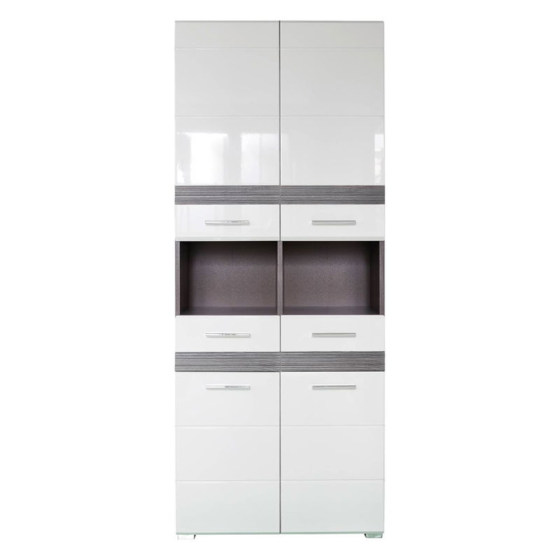 babyonlineshop trendteam Set-One Bad Hochschrank breit Weiß / Rauchsilber Black Friday Preise