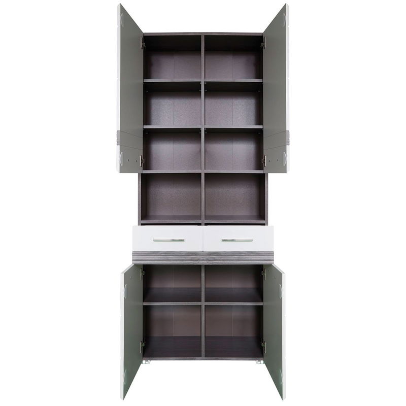 babyonlineshop trendteam Set-One Bad Hochschrank breit Weiß / Rauchsilber Black Friday Preise