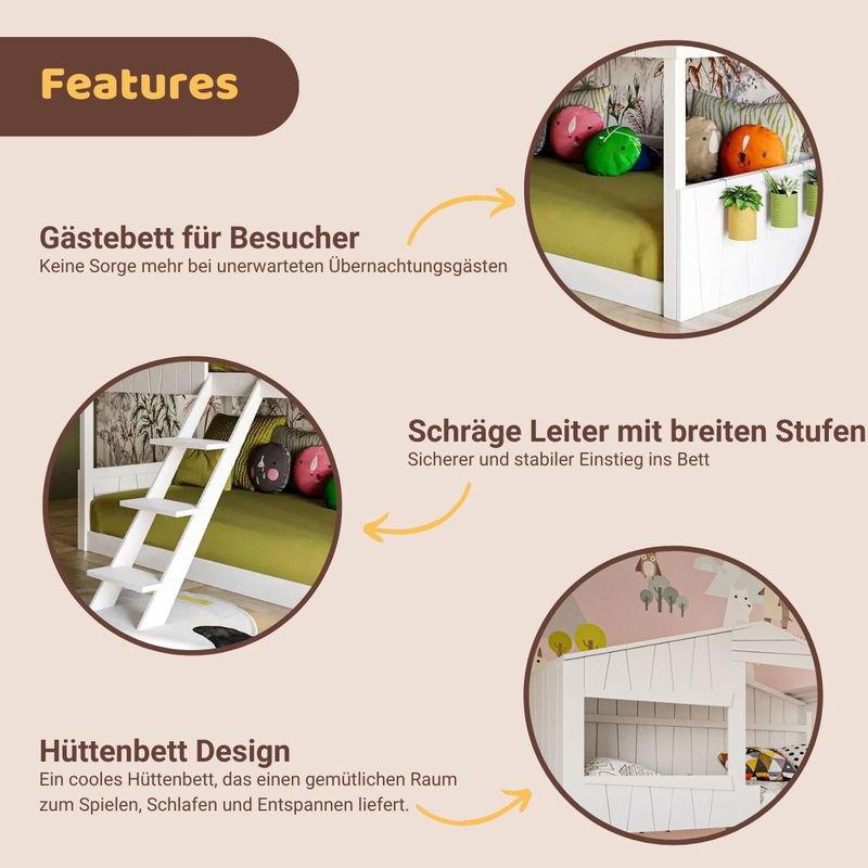 babyonlineshop Artkid Ronja Etagenbett Hüttenbett weiß Liegefläche 90 x 200 cm zollfrei
