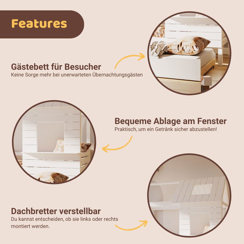 babyonlineshop Artkid Roxy Hausbett weiß 90 x 200 cm inkl. Gästebett 2025