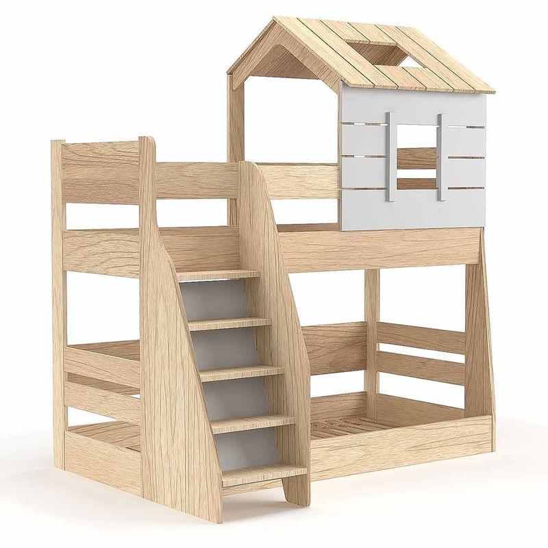 babyonlineshop Nature Kid My House Etagenbett natur/grau Liegefläche 90/100 x 200 cm Auslauf