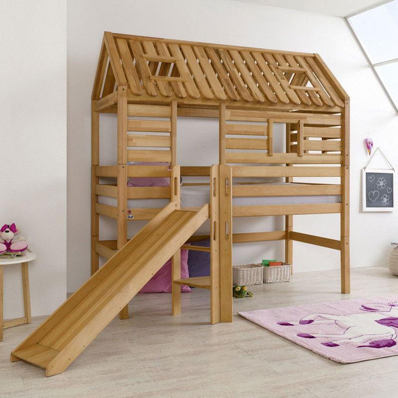 babyonlineshop Relita ELIYAS Spielbett Buche massiv geölt mit Rutschenturm - zum Einzelbett umbaubar Verkauf