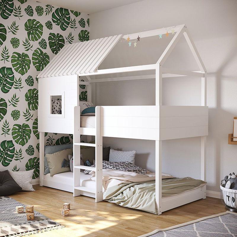 babyonlineshop Artkid Roxy Etagenbett Haus weiß 90 x 200 cm