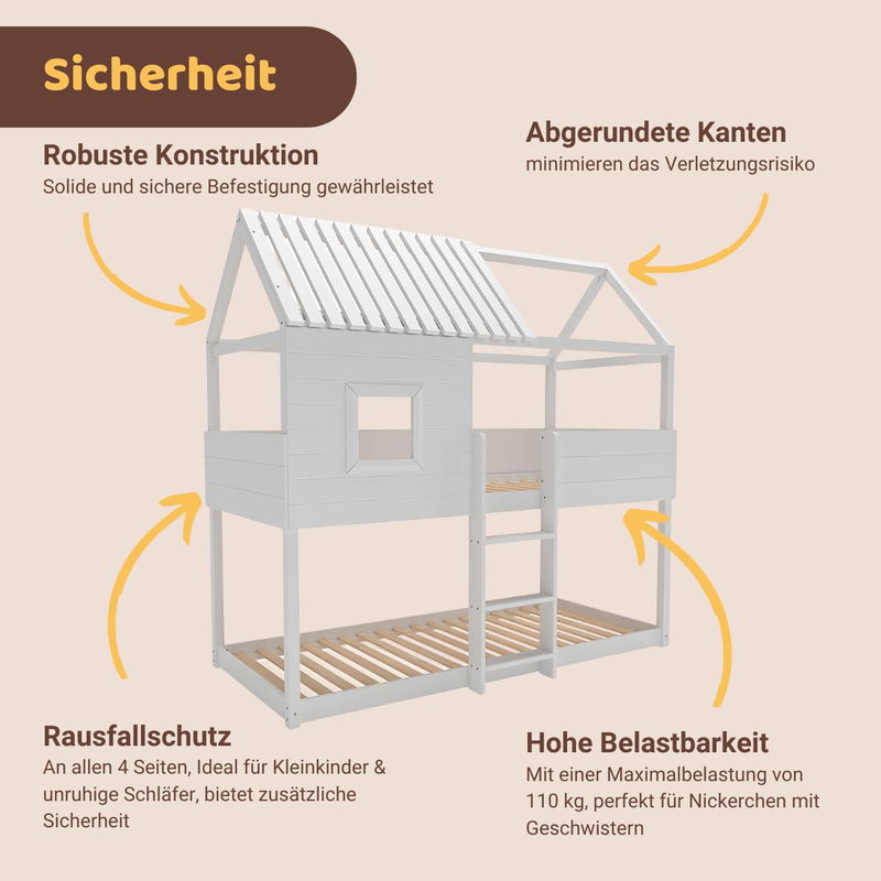 babyonlineshop Artkid Roxy Etagenbett Haus weiß 90 x 200 cm Schlussverkauf
