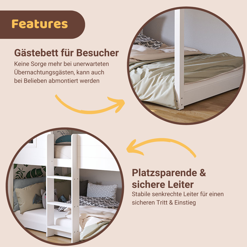 babyonlineshop Artkid Roxy Etagenbett Haus weiß 90 x 200 cm Schlussverkauf