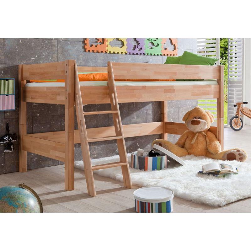 babyonlineshop Relita KIM Halbhochbett Buche massiv Natur zum Einzelbett umbaubar - frachtfrei Blitzverkäufe