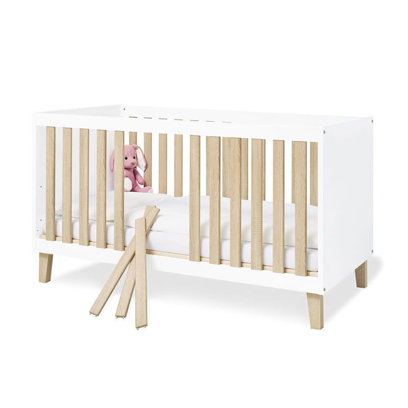 babyonlineshop Pinolino Lumi Kinderzimmer breit groß - 3T Weiß/Eiche Dekor mit Echtholzstruktur Sonderangebot