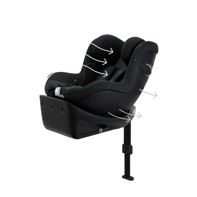 babyonlineshop CYBEX Sirona Gi i-Size Moon Black ab Geburt bis 105 cm (ca. 4 Jahre) Auslauf