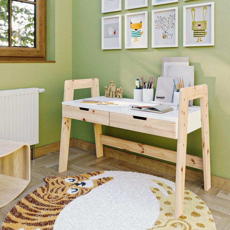 babyonlineshop Nature Kid Cory Schreibtisch weiß/natur höhenverstellbar aus Kiefer und MDF Meist gekauft