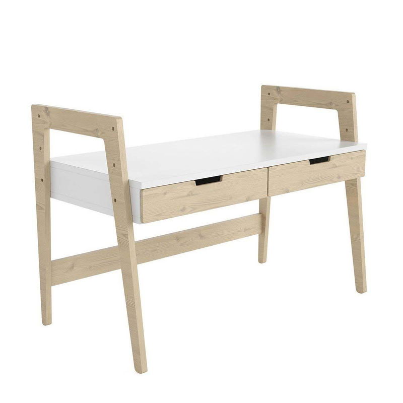 babyonlineshop Nature Kid Cory Schreibtisch weiß/natur höhenverstellbar aus Kiefer und MDF Meist gekauft
