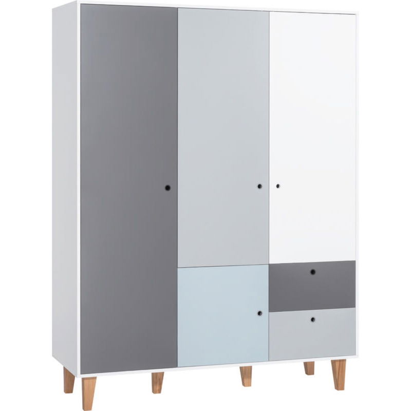 babyonlineshop VOX Concept Baby Kleiderschrank 3-türig blue white/grey/graphite Blitzverkäufe