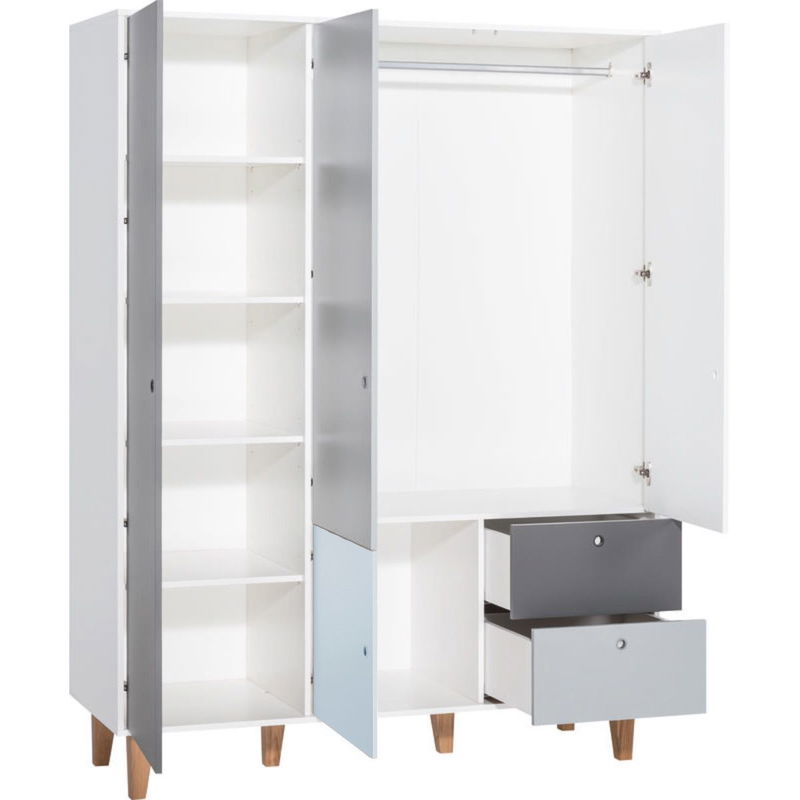 babyonlineshop VOX Concept Baby Kleiderschrank 3-türig blue white/grey/graphite Blitzverkäufe