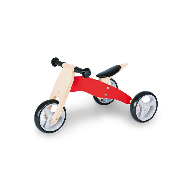 babyonlineshop Pinolino Mini-Laufdreirad Charlie rot/natur Birke massiv klar und rot lackiert - zum Toppreis Neueste Mode