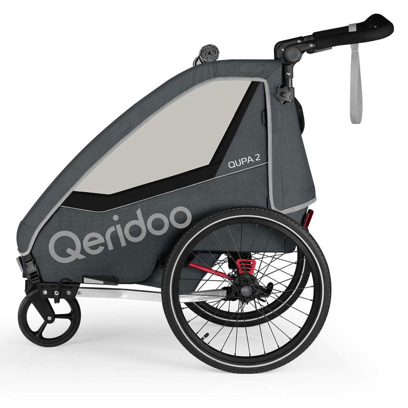 babyonlineshop Qeridoo Qupa2 Grey Fahrradanhänger 360-Grad-Buggyrad und Deichsel 2023 Bis zu 50% Rabatt