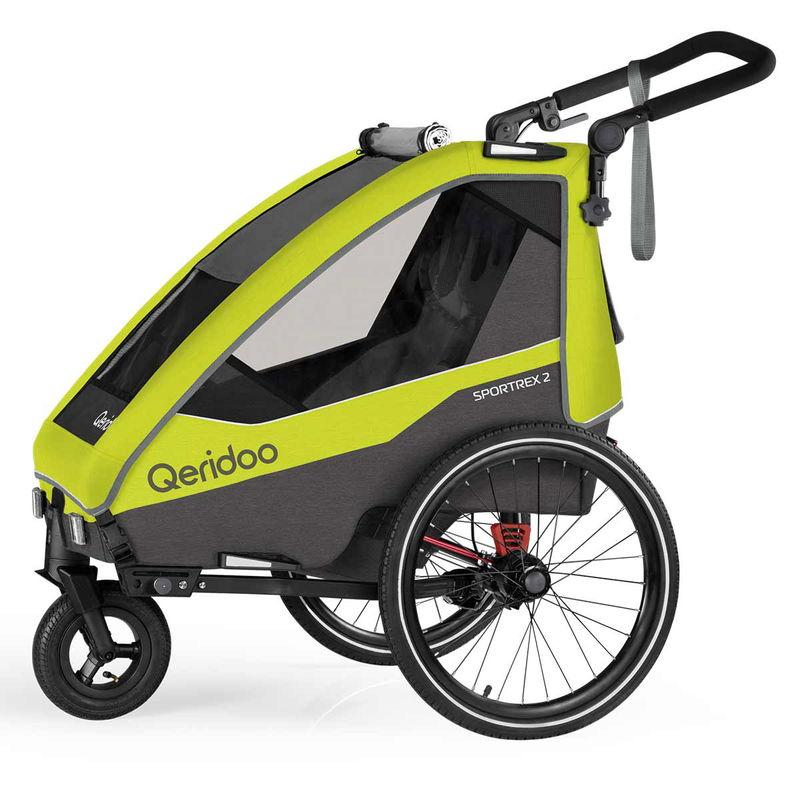 babyonlineshop Qeridoo Sportrex 2 Fahrradanhänger Lime Green 2023 limitiertes Design Nur noch ein Tag übrig