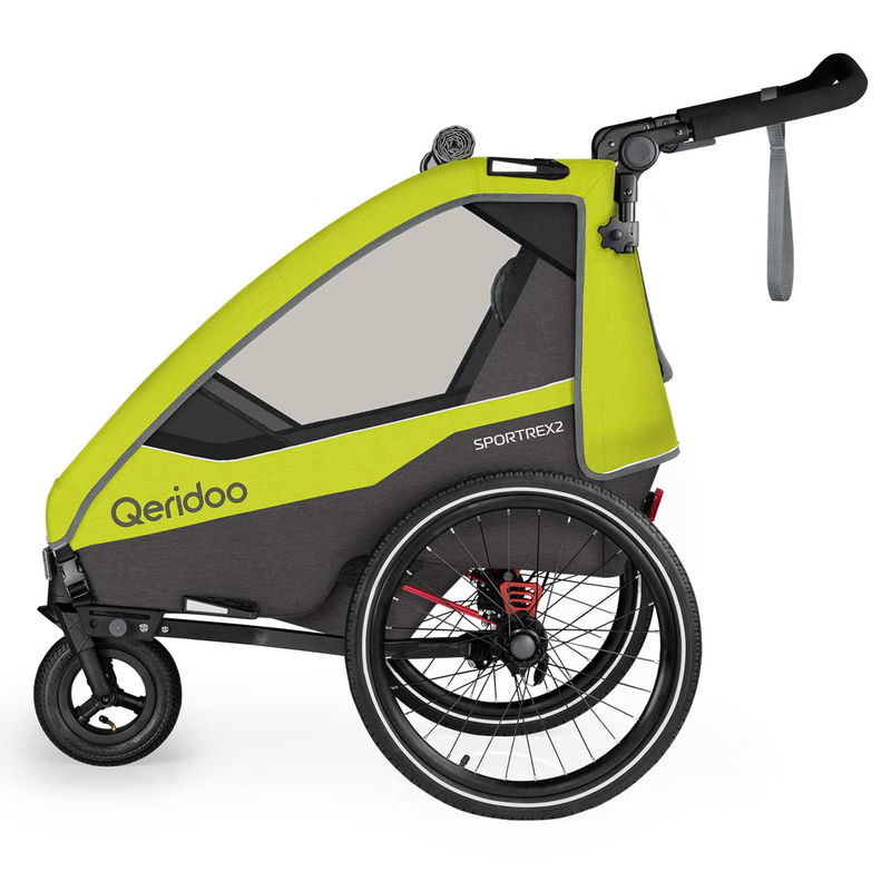 babyonlineshop Qeridoo Sportrex 2 Fahrradanhänger Lime Green 2023 limitiertes Design Nur noch ein Tag übrig
